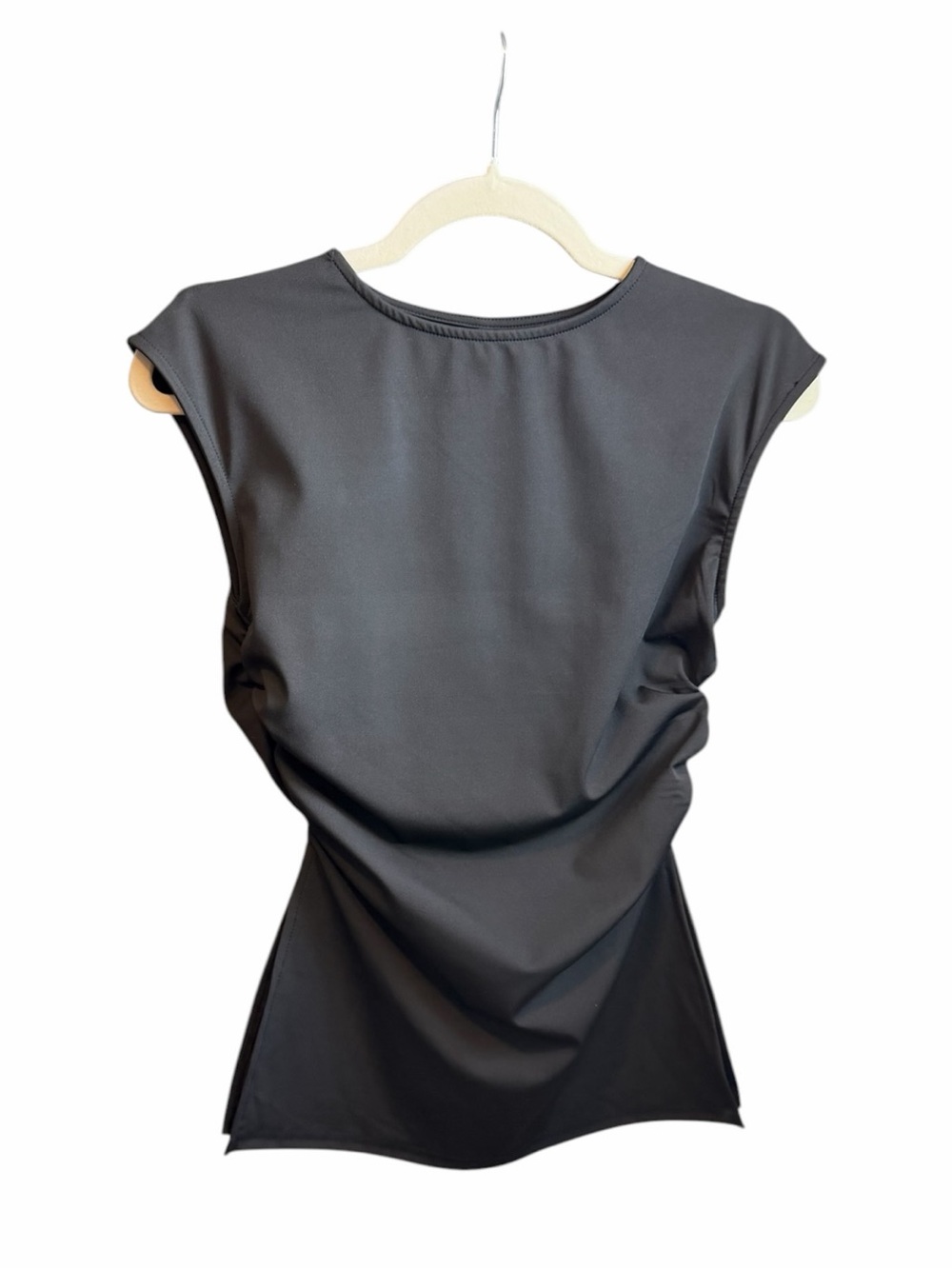 Women's Black Cap-Sleeve Top